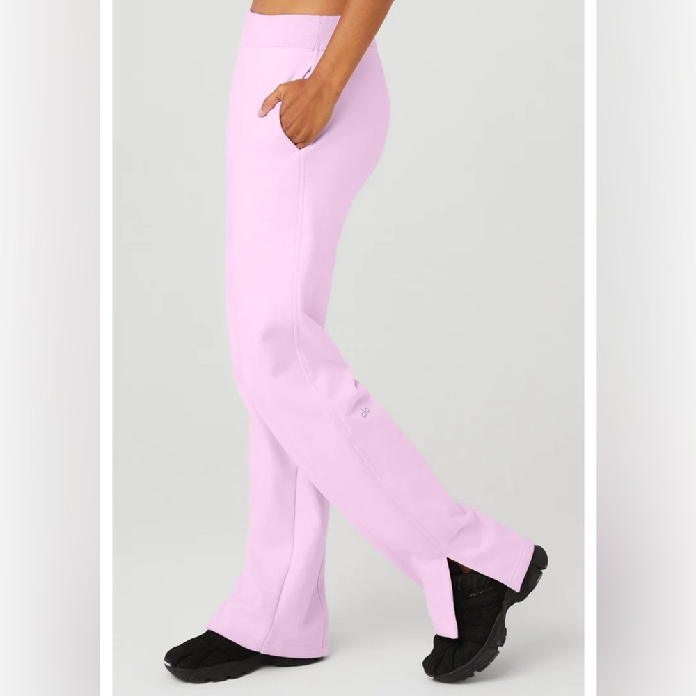 NWT ALO YOGA Heavyweight High-Waist FreeTime Straight Sweatpant SugarPlum pink L